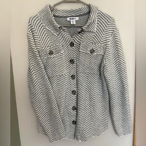 William Rast Gray Chevron Button-Up Sweater